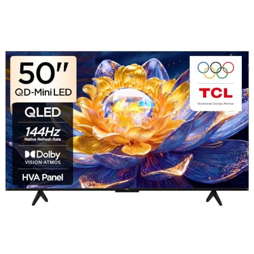 TCL 50 inç Akıllı TV 50Q6C 4K QD-Mini LED Renkli Quantum Crystal HDR10+ Oyun Google TV, 144Hz Doğal Yenileme Hızı, Dolby Atmos, DTS Virtual:X, Yapay Zekâ Modu,Game Master