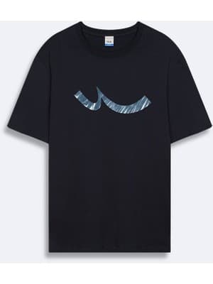 LTB Logo Baskılı Lacivert T-Shirt Erkek Günlük Tarz Pamuk Kısa Kol Standart Kalıp