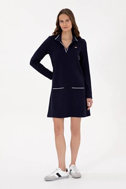 U.S. Polo Assn. Kadın Mürdüm Polo Yaka Mini Boy Örme Elbise 50314212-VR074