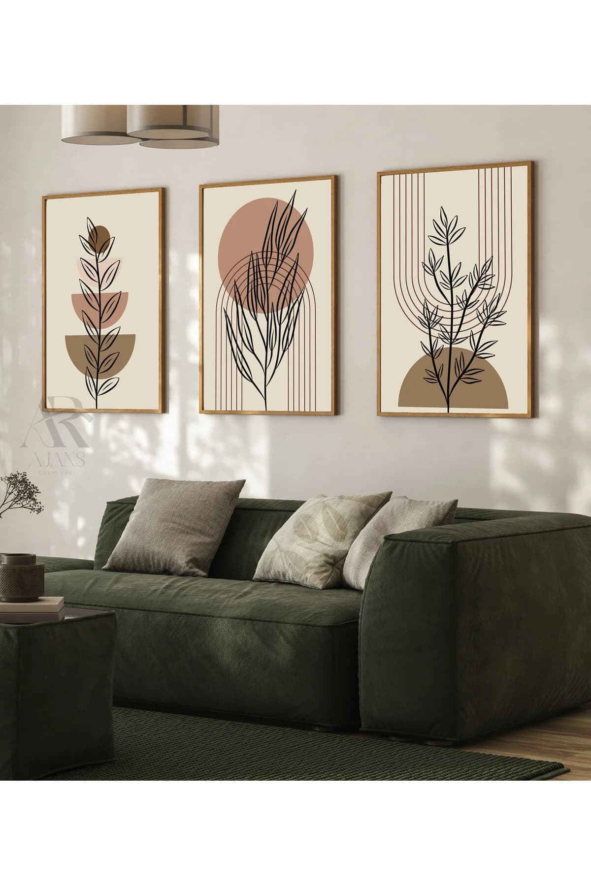AR AJANS KANVAS TABLO Minimalist Line Art Boho Çerçevesiz 3'lü set TABLO
