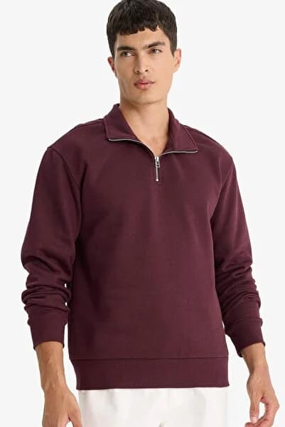 Defacto Regular Fit Dik Yaka Yarım Fermuarlı Basic Sweatshirt X7405AZ23AU