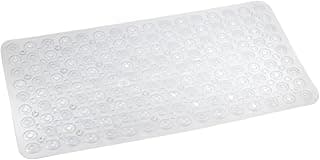 Premium Serisi Banyo - Küvet İçi Kaydırmaz Vantuzlu Oluklu Desenli Diktördgen Paspas 67,5 x 34,5 cm, Şeffaf
