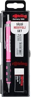 rOtring Tikky Mekanik Kurşun Kalem, Uç ve Silgi Seti, 0,7 mm Kalem, 2B Uç, Orta Boy Silgi, Neon Pembe, 3'lü Set