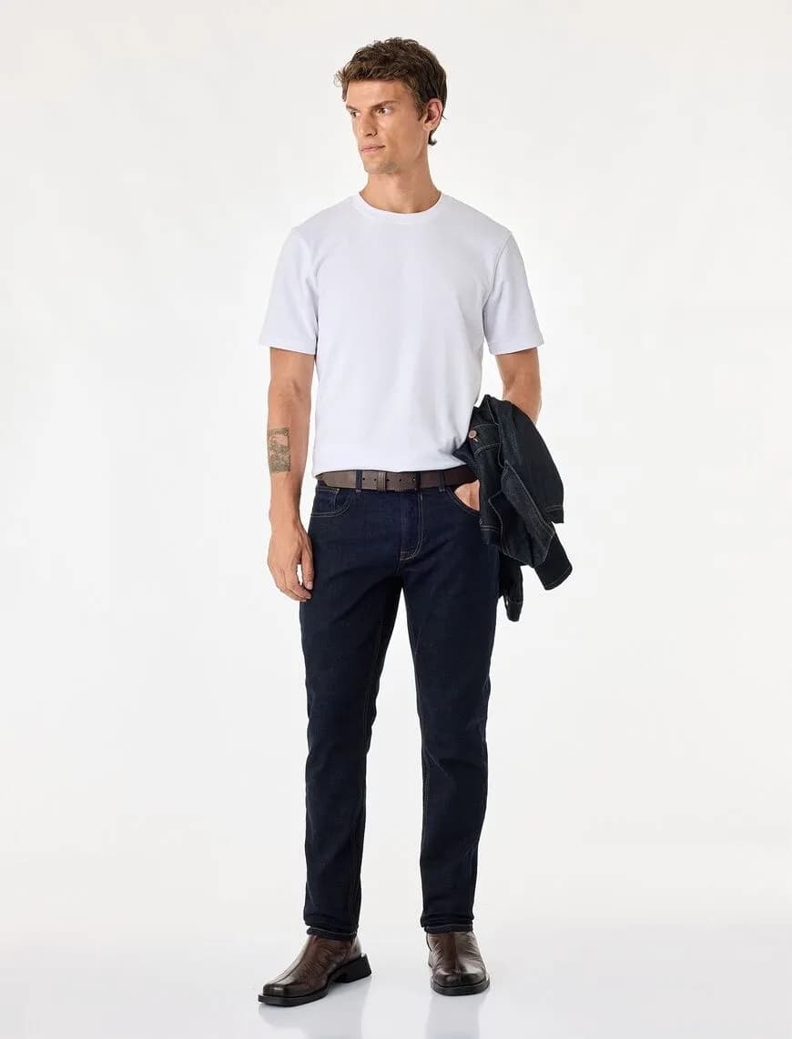 Normal Bel Cepli Pamuklu Slim Fit Jean Pantolon - Slim Fit Jeans