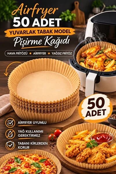 İndirimKap Airfryer Pişirme Kağıdı 50 Adet Hava Fritözü Airfryer Firitözü Airfryer Yağsız Firitöz Pişirme
