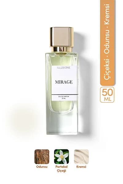 ILLUSIONE Mirage Edp Kadın Parfüm 50ml | Çiçeksi -Odunsu- Kremsi | Portakal Çiçeği, Sümbülteber, Vanilya, Misk