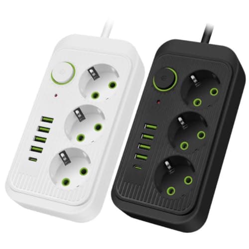 Hasuba Akım Korumalı Priz Çoklayıcı - 2500W Grup Priz Uzatma Kablosu, EU Priz Girişi, 4 USB ve 1 Type-C Portlu, 2M Kablo, Isıya Dayanıklı Akıllı Şarj İstasyonu 330