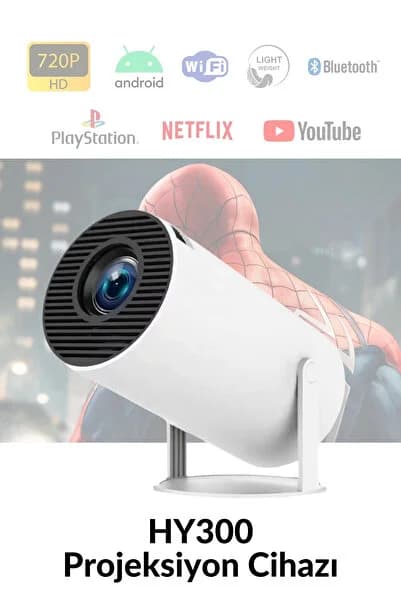 Wearfit Pro HY300 Taşınabilir Projektör 1080P Android Son Sürüm Kablosuz Bağlantı Mini Ev Sineması 4K yansıtma