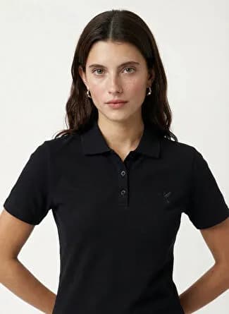 Fabrika Siyah Kadın Slim Fit Polo T-Shirt DEEP-Y