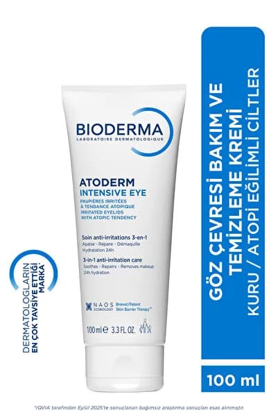 Bioderma Atoderm Intensive Eye Kuru, Atopi Eğilimli Cilt Hyalüronik Asit İçeren Nemlendirici Göz Kremi 100ml