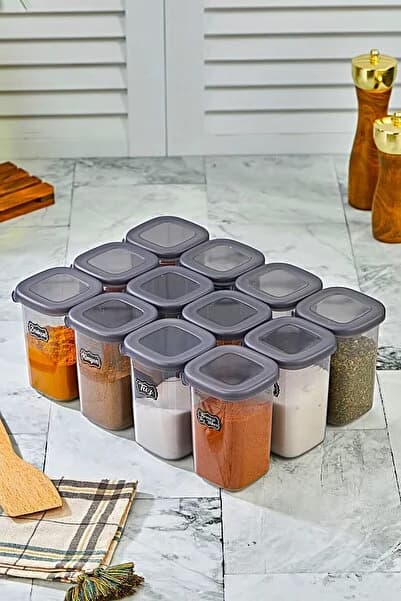 icone life 12'li Etiketli Ve Sızdırmaz Kapaklı Saklama Kabı Ve Baharatlık Seti - 450ml -25 Adet Etiket Hediyeli