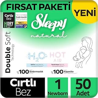 Sleepy Natural Double Soft Fırsat Paketi Bebek Bezi 1 Numara Newborn 50 Adet