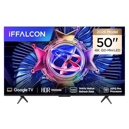 iFFALCON 50U95A 50 İnç Smart TV 4K QD-Mini LED Yüksek Parlaklık HDR 10+ Gaming Google TV, 144Hz Doğal Yenileme Hızı, ONKYO 2.1 Hi-Fi, Dolby Vision Atmos, MEMC, AI Modu, Game Master (2026 Modeli)