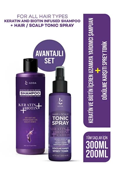 İLEİDA Biotin Ve Keratin Dökülme Karşıtı Şampuan & Tonik Set
