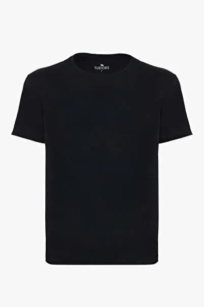 Unisex Slim Fit Dar Kesim %100 Pamuk Yumuşak Dokulu Siyah Bisiklet Yaka Tişört