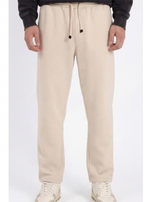 Veleno Erkek Bej Baggy Bol Paça Bel Lastikli Pike Pantolon