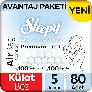 Sleepy Bio Natural Premium Plus Airbag Comfort Avantaj Paketi Külot Bez 5 Numara Junior 80 Adet