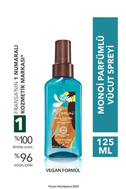 Monoi Parfümlü Vücut Spreyi-Egzotik, Sıcak ve Çekici-Monoi de Tahiti-Vegan-125ml