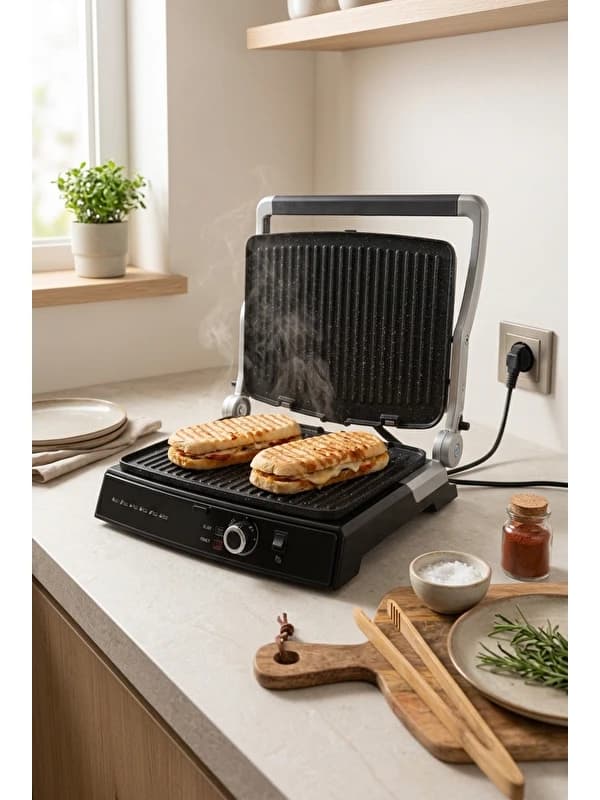 Ruby 2000W 6 Dilim Kapasiteli Çıkarılabilir Plakalı Izgara ve Tost Makinesi Inox