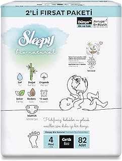 Sleepy Bio Natural 2'li Fırsat Paketi Bebek Bezi 4 Numara Maxi 82 Adet Cırtlı Bez