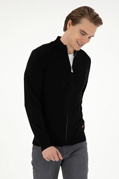 U.S. Polo Assn. Erkek Siyah Basic Triko Hırka 50298268-VR046