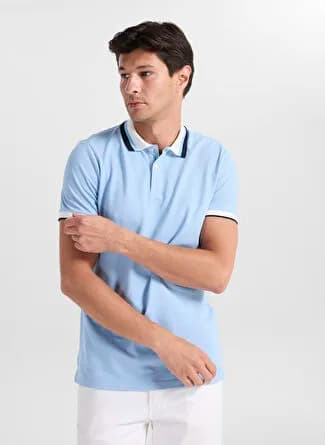 Altınyıldız Classics Açık Mavi Erkek %100 Pamuk Slim Fit Polo T-Shirt ACE091262034