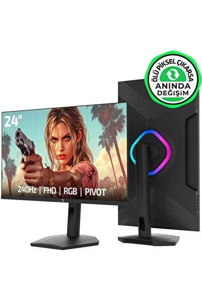 Lunis L20 24'' 240Hz 0.5Ms VA FHD RGB Pivot Gaming Monitör (Ölü Pikselde Anında Değişim)