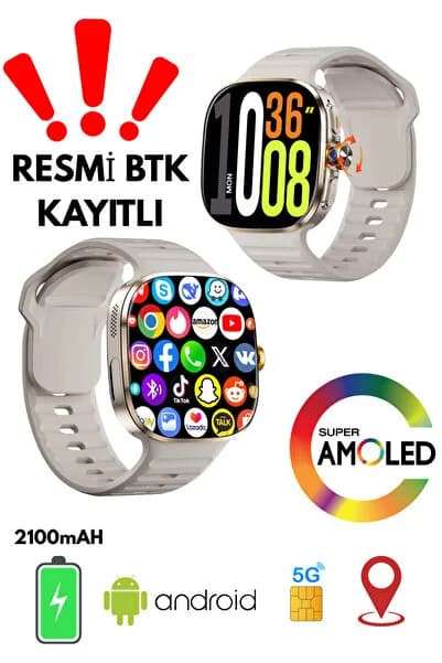 vıonex 5G Android Akıllı Saat SIM Kartlı WiFi NFC GPS AMOLED Ekran Spor ve Sağlık Tracker