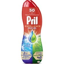 Pril Excellence Duo Jel Bulaşık Makinesi Deterjanı 900 ml 50 Yıkama Yağ Çözücü Ekstra Parlaklık
