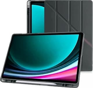 Klasse Samsung Galaxy Tab S9+ FE Plus 12.4 inç Uyumlu Smart Kılıf, S Pen Kalemlikli, Trifold, Esnek, Mat, Origami, Darbeye Tam Dayanıklı Tablet Kılıfı (Siyah)
