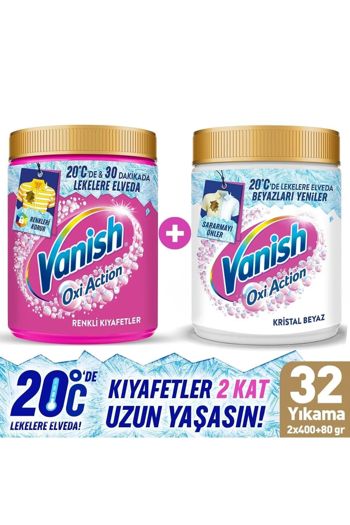 Vanish Oxi Action Deterjan Güçlendirici ve Leke Çıkarıcı Toz Beyazlar için 480 Gr + Renkliler için 480 Gr