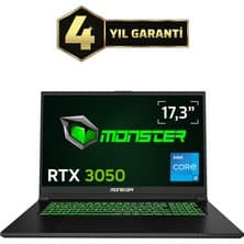 Monster Abra A7 V15.5 Intel Core i5 13500H 16 GB RAM 500 SSD GB 4 GB RTX 3050 FreeDOS 17,3" 144 Hz Oyun Bilgisayarı