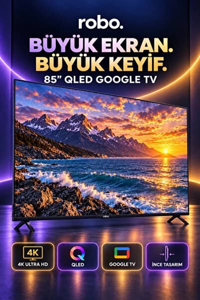 ROBO 85 inç 215 Ekran 4K Ultra HD Uydu Alıcılı Smart QLED Google TV