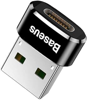 Baseus, Bilgisayar/Telefon Mini Hub Adaptörü, Siyah, 3A, Giriş: USB Type A 2.0, Çıkış: USB Type C,Seyahat Boy, Hafif