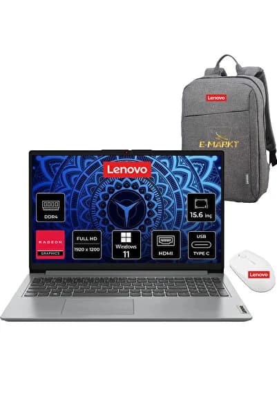 IdeaPad Ryzen 5-7520U 16GB 1TB SSD 15.6" FHD W11 Dizüstü Bilgisayar +Lenovo Çanta ve Mouse