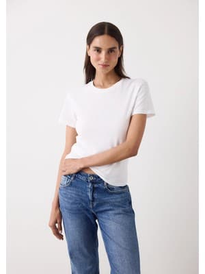 Penti Beyaz Bisiklet Yaka Slim Fit Pamuklu Tişört