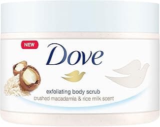 Dove Vücut Peelingi Macadamia Fındığı ve Pirinç Sütü 225 ml Beyaz