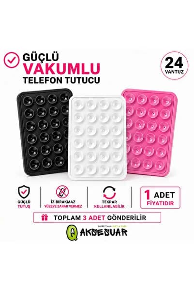Silikon Vakumlu Telefon Tutucu, Cep Telefonu için Kaymaz Vantuzlu Yapışkanlı Telefon Tutucu (1 ADET)