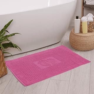 Homedius Banyo Kareli Ayak Desenli Pamuk Ayak Havlusu 50x70cm Pembe 50x70