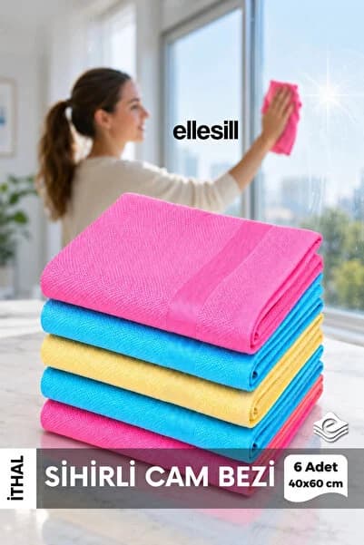 6'lı Mikrofiber Temizlik Bezi ve Cam Bezi 40x60 cm - (2 Paket)