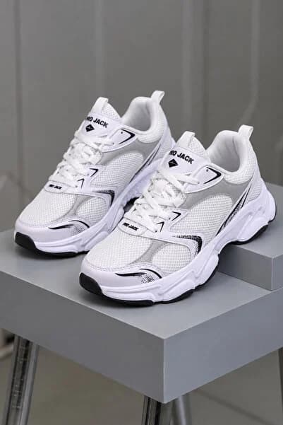 PRO JACK Unisex Beyaz Siyah Poli Taban Anorak Desenli Yüksek Taban Bağcıklı Spor Ayakkabı