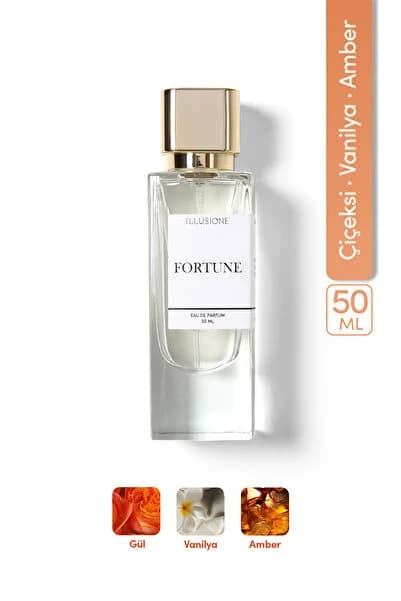 ILLUSIONE Fortune Edp Kadın Parfüm 50ml | Vanilya-Çiçeksi-Amber | Narenciye, Paçuli, Sedir, Sandal
