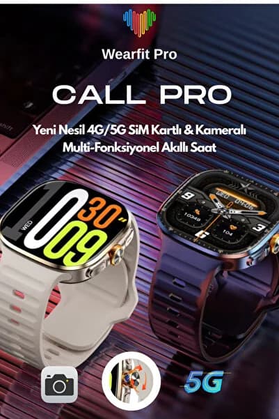 Call Pro 4G/5G Sim Kartlı BTK Kayıtlı Kameralı 1100 mAh Batarya 54mm Amoled Ekranlı Yeni Akıllı Saat