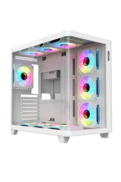 Archon Neon Curved 7x ARGB Fanlı Gaming Oyuncu Bilgisayar Kasası Beyaz