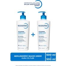 Bioderma Atoderm Cream Ultra Nemlendirici Yüz ve Vücut Bakım Kremi 2 x 500 ml Tüm Cilt Tipleri İçin