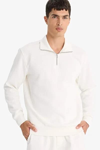 Defacto Regular Fit Dik Yaka Yarım Fermuarlı Basic Sweatshirt X7405AZ23AU