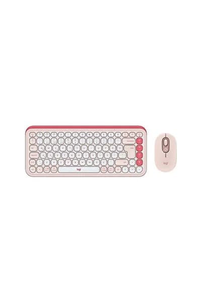logitech POP ICON Kablosuz Bluetooth Sessiz Türkçe Q Klavye ve Mouse Seti, Pembe 920-013077