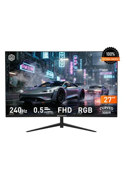 Gamebooster FF24 27'' 240Hz FHD 0.5ms HDMI+DP RGB Curved Gaming Monitör (Sıfır Ölü Piksel Garantili)