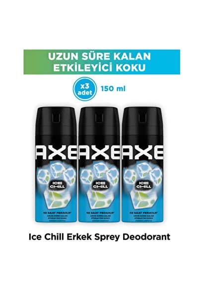 Erkek Deodorant & Bodyspray Ice Chill 48 Saat Etkileyici Koku 150 ml X3 Adet