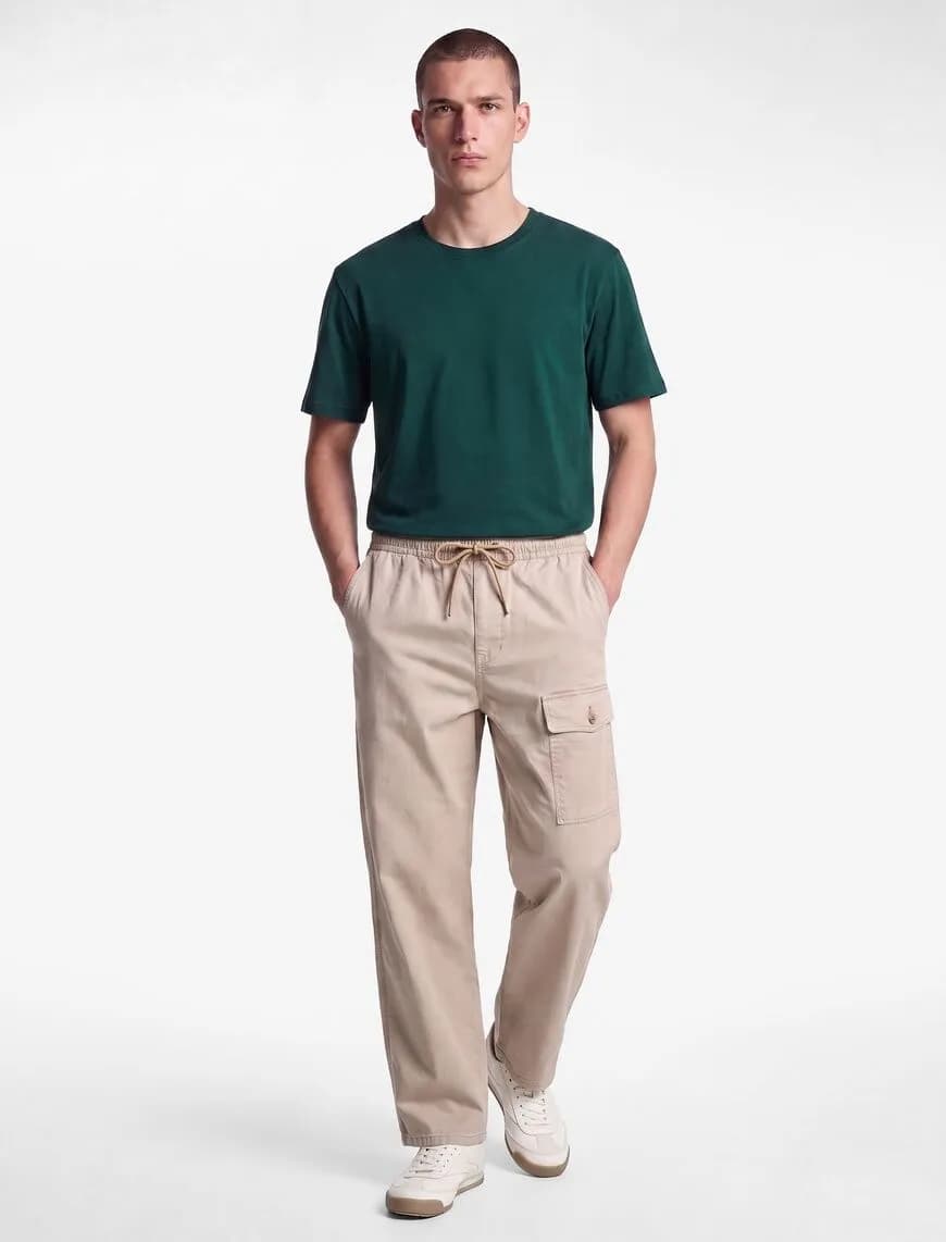 Pamuklu Kısa Kollu Bisiklet Yaka Slim Fit Erkek Basic Tişört